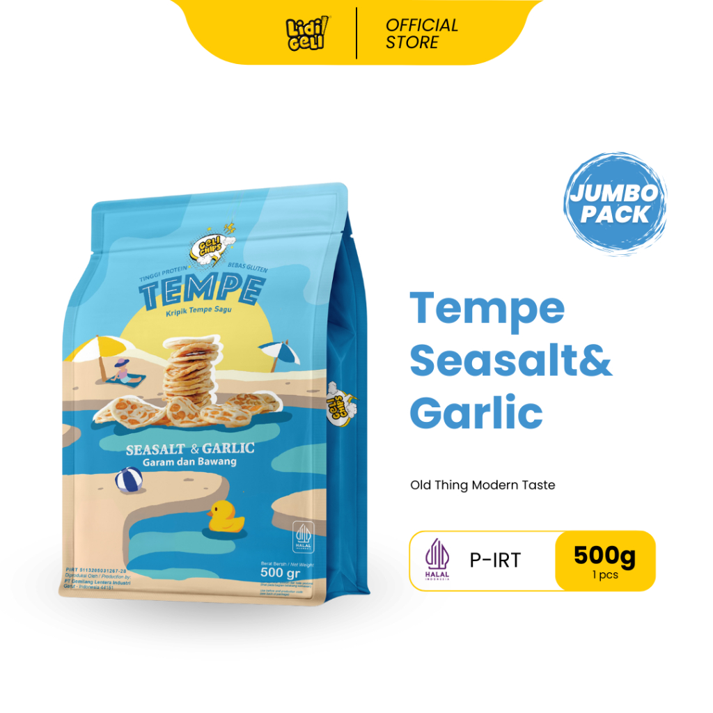 

Geli Chips - 500gr Keripik Tempe Sagu Rasa Original Seasalt & Garlic 1/2kg