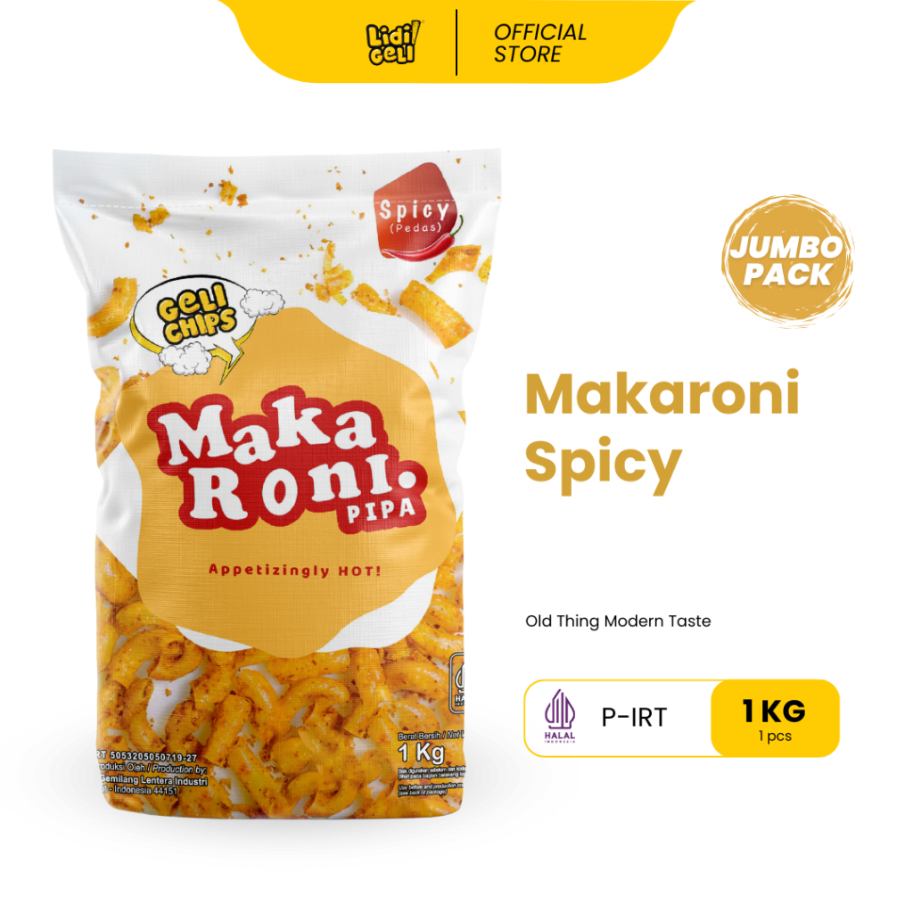

Geli Chips - 1Kg Makaroni Pipa Spicy Pedas Gurih 1000gram
