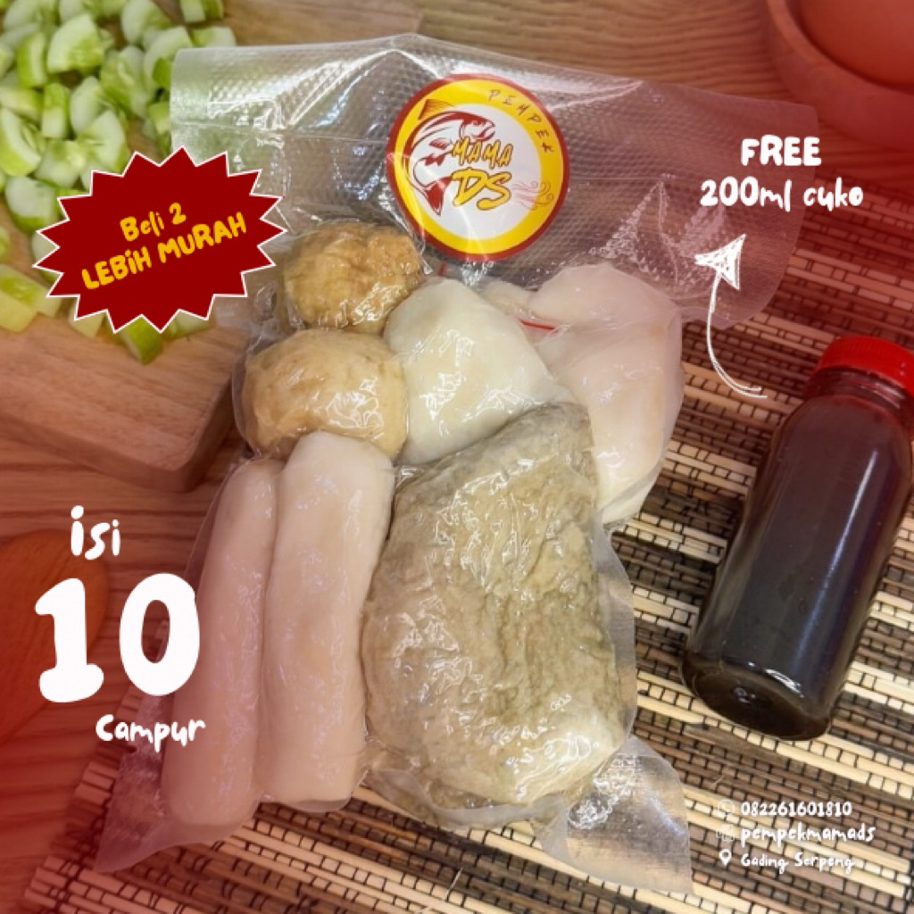 

Pempek Frozen Campur Paket Isi 10 pcs Premium - Stok Frozen Food Makanan Beku Rumah Homemade Sehat Siap Goreng