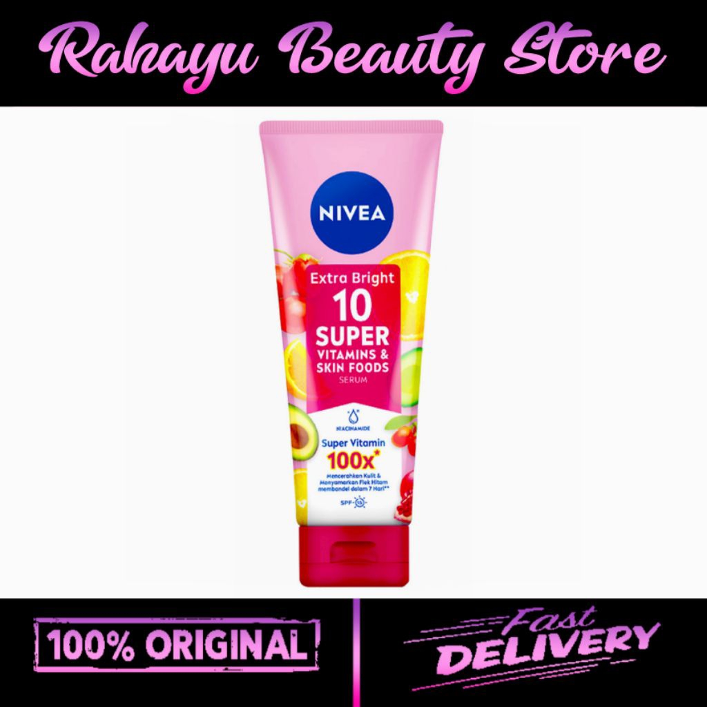 Nivea Extra Bright Body Serum 10 Super Vitamin & Skin Food 180ml | nivea/body serum/nivea body lotio