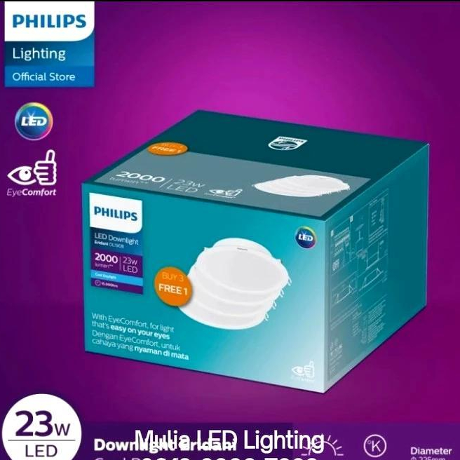 PHILIPS ERIDANI LAMPU DOWNLIGHT PANEL LIGHT MULTIPACK DL190B LED18 D200 23WATT 23 WATT PAKET