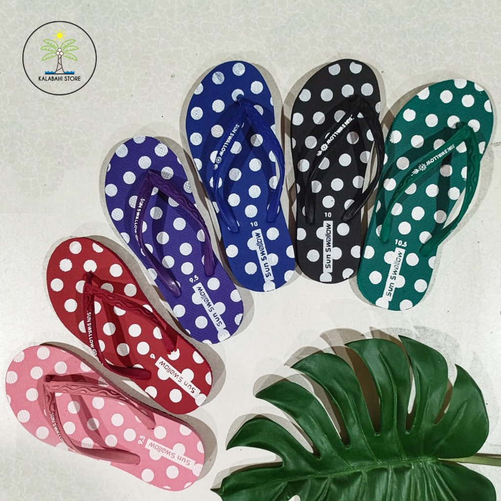 Sandal Jepit Sun Swallow Polkadot Wanita / Sandal Swallow