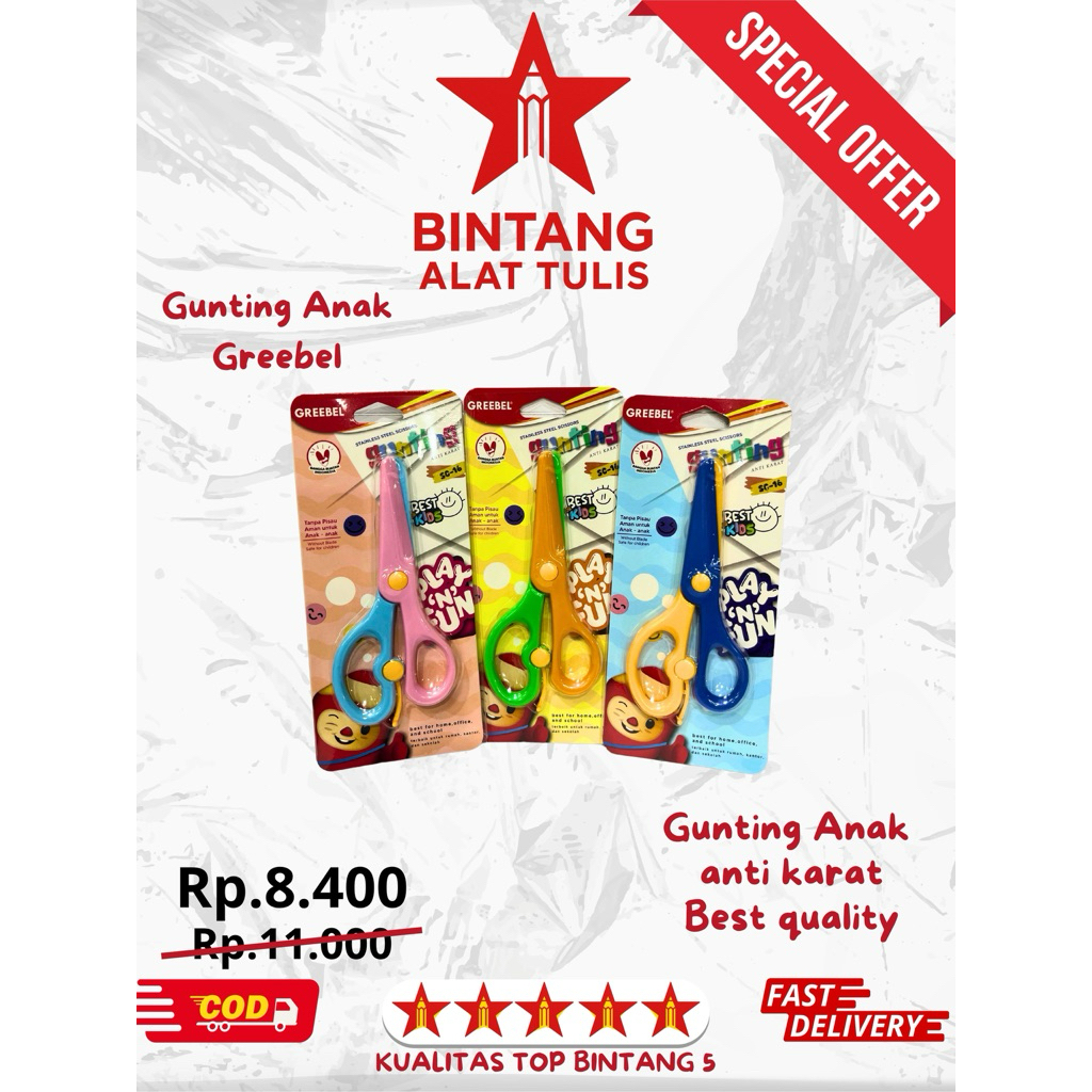 

Gunting Kertas Greebel - Gunting Warna-Warni Anti Karat, Aman untuk Sekolah & Craft, 4 Warna Menarik