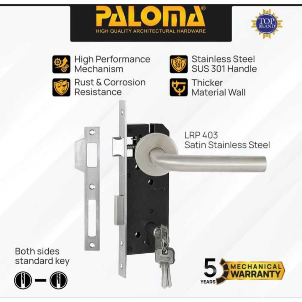 HANDLE KUNCI PINTU SET STAINLESS PALOMA LRP 403 ROSES SET LOCKCASE GAGANG PINTU RUMAH