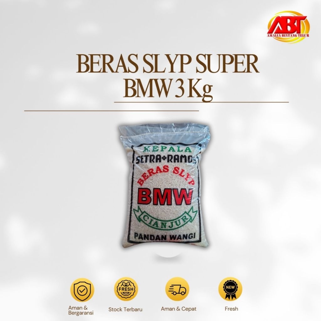 

ABT - Beras BMW 3 kg Enak,Bersih dan Putih (FRESH-AMAN-BERGARANSI)