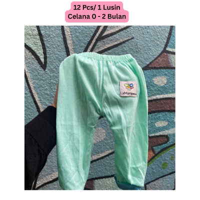 (Temurah Celana Bayi 1Lusin ) 12 pcs Celana Panjang Bayi 0 - 3 Bulan (Random)