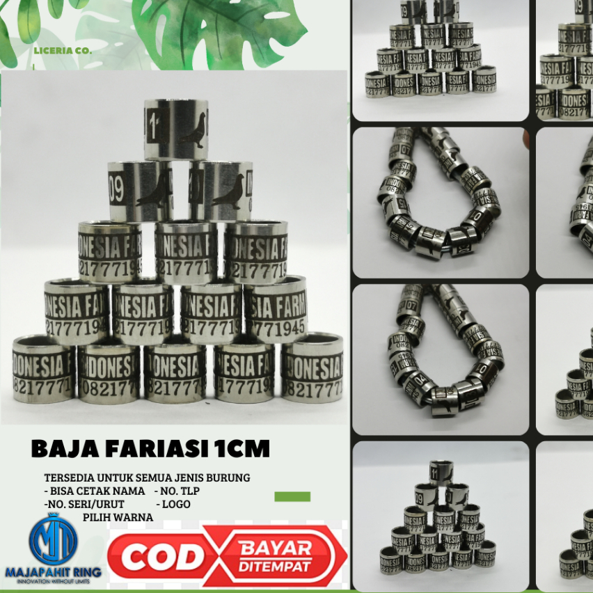RING BURUNG | 23 BAJA KETOK 1CM | CUSTOM CETAK NAMA | MERPATI | PERKUTUT | MURAI | KENARI | LOVEBIRD