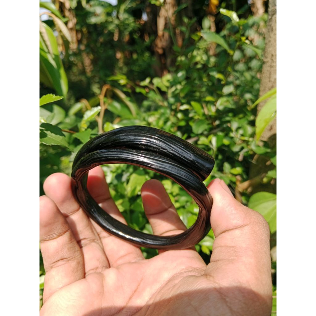 gelang akar bahar hitam asli berserat