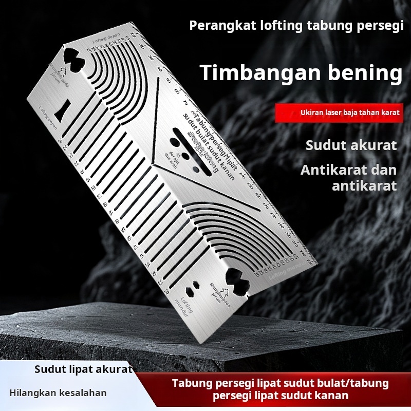 

Cetakan sudut lengkung tabung persegi multifungsi, sudut lengkung lipat baja persegi, penanda sudut 90 derajat, penggaris gambar lengkung tabung persegi