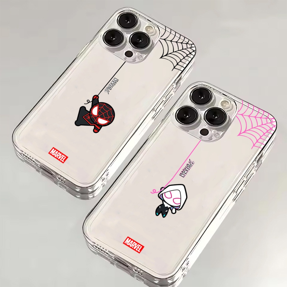 SOFTCASE BENING CLEAR CASE MOTIF SPIDERMAN COUPLE UNTUK SEMUA TYPE HP IPHONE VIVO REDMI REALME INFIN