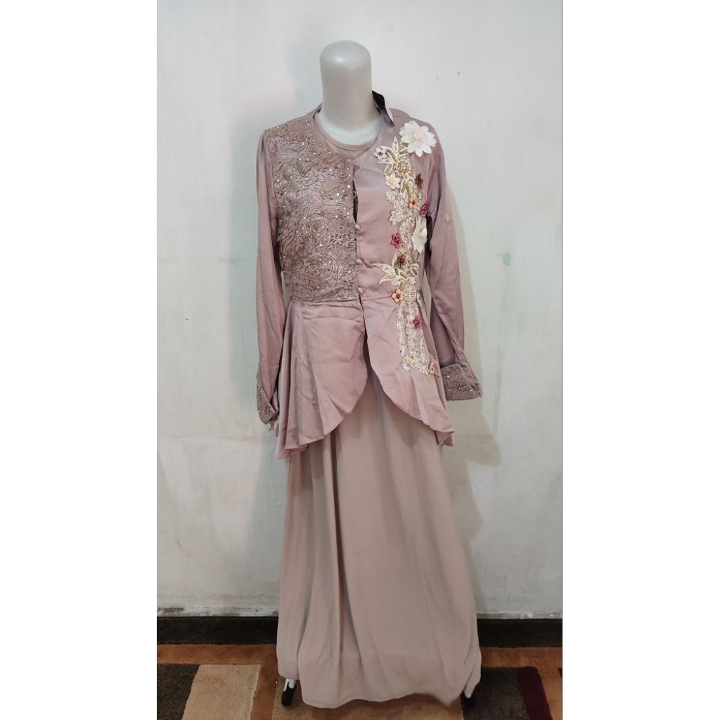 Dress Brokat gamis modern gaun pesta