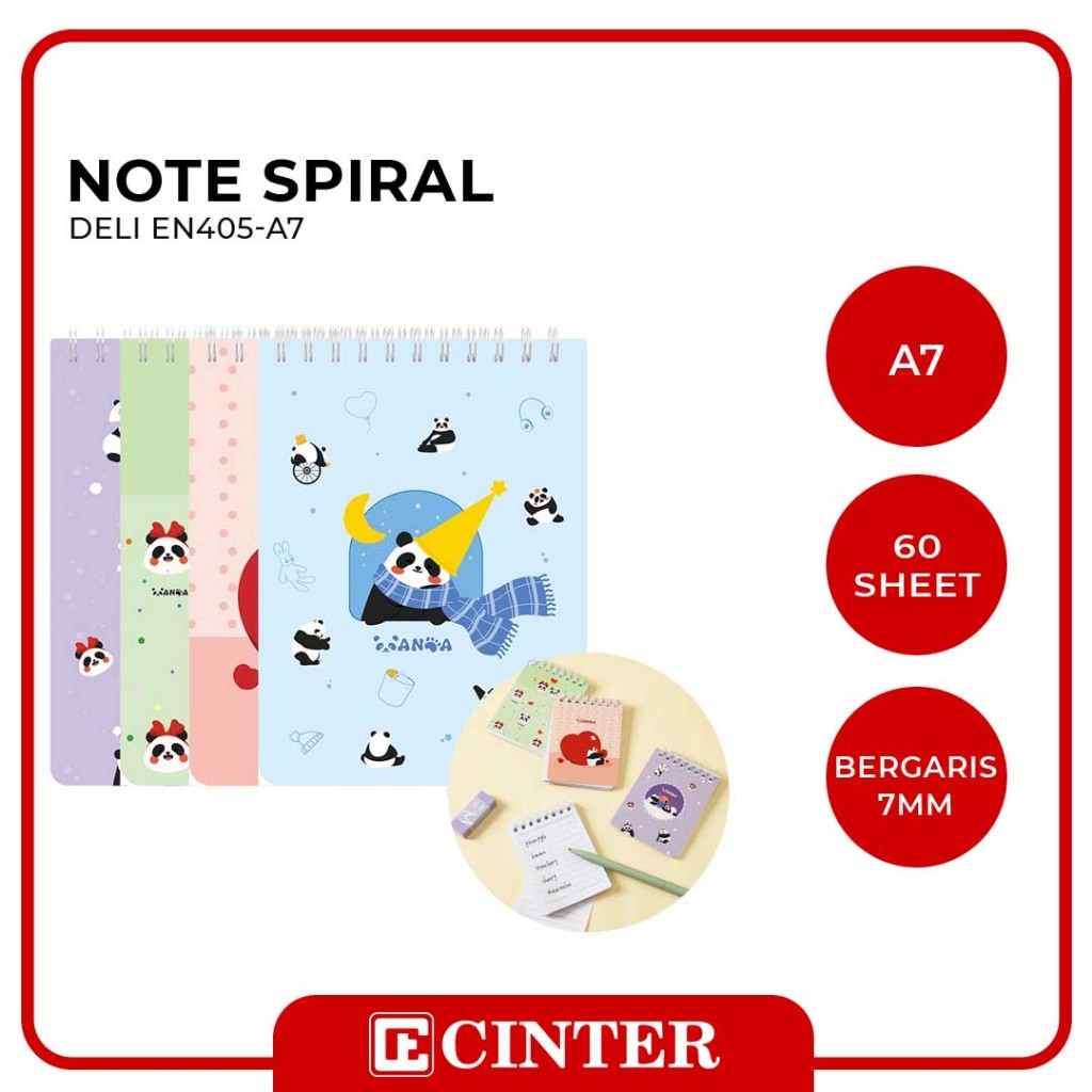 

DELI - BUKU CATATAN / BUKU SAKU / NOTES SPIRAL EN407-A7 75X102MM 60 LEMBAR PANDA