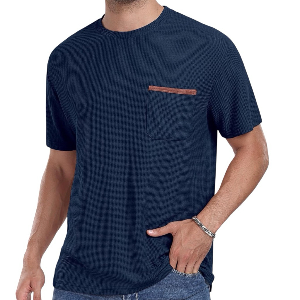 Kaos Waffle Pria Lengan Pendek | Kaos Waffle Pria Oblong | Kaos Oblong Kantong Pria | Kaos Bahan Waf