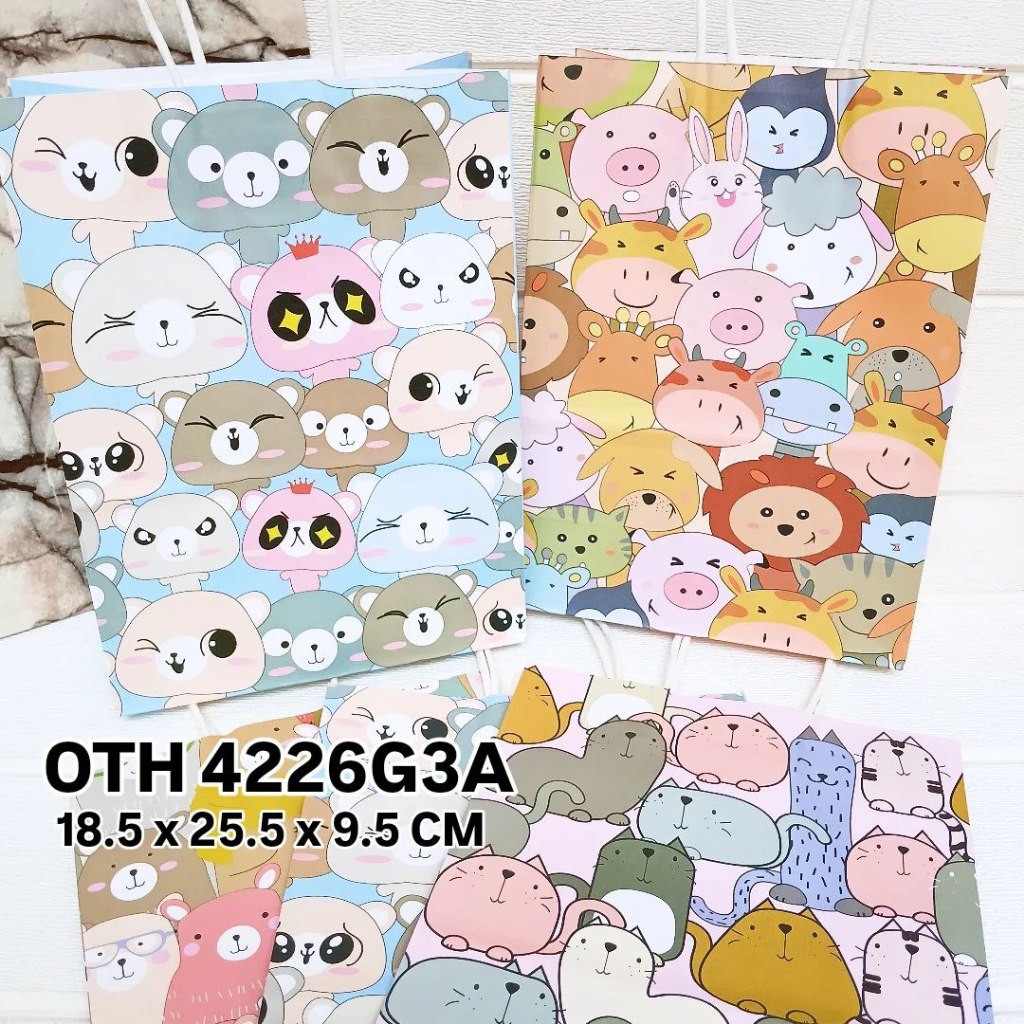 

OTH 4226G3A - ISI 12 PAPERBAG UK 18.5X9.5X25.5CM KERTAS MTF MIX G3 MOTIF ANIMAL