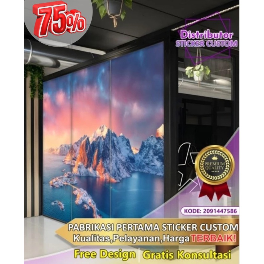 Sticker Custom 3D Tema Aurora | Stiker Kaca Kantor | Stiker Kaca | Sticker Kaca Pintu | Sticker Gedu