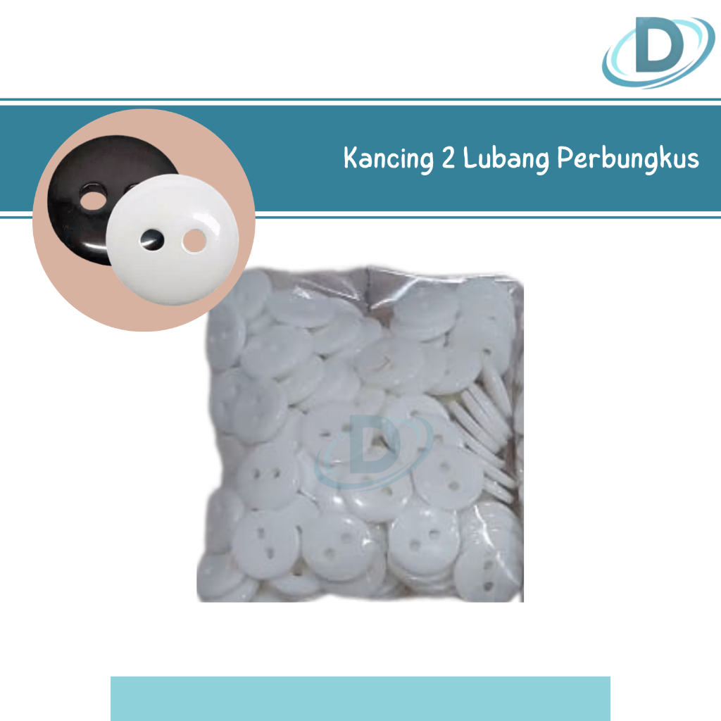 Kancing Baju Size 18, berat 30gram 2Lubang Perbungkus / Kancing Pakaian Kemeja