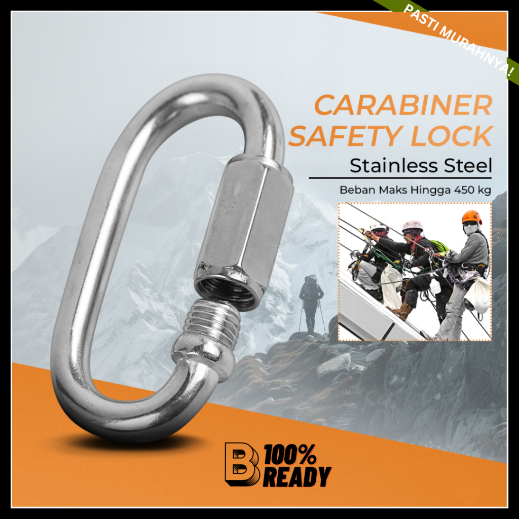 Karabiner Kuat / Carabiner Gantungan / Carabiner Stainless Steel / Aksesoris Carabiner