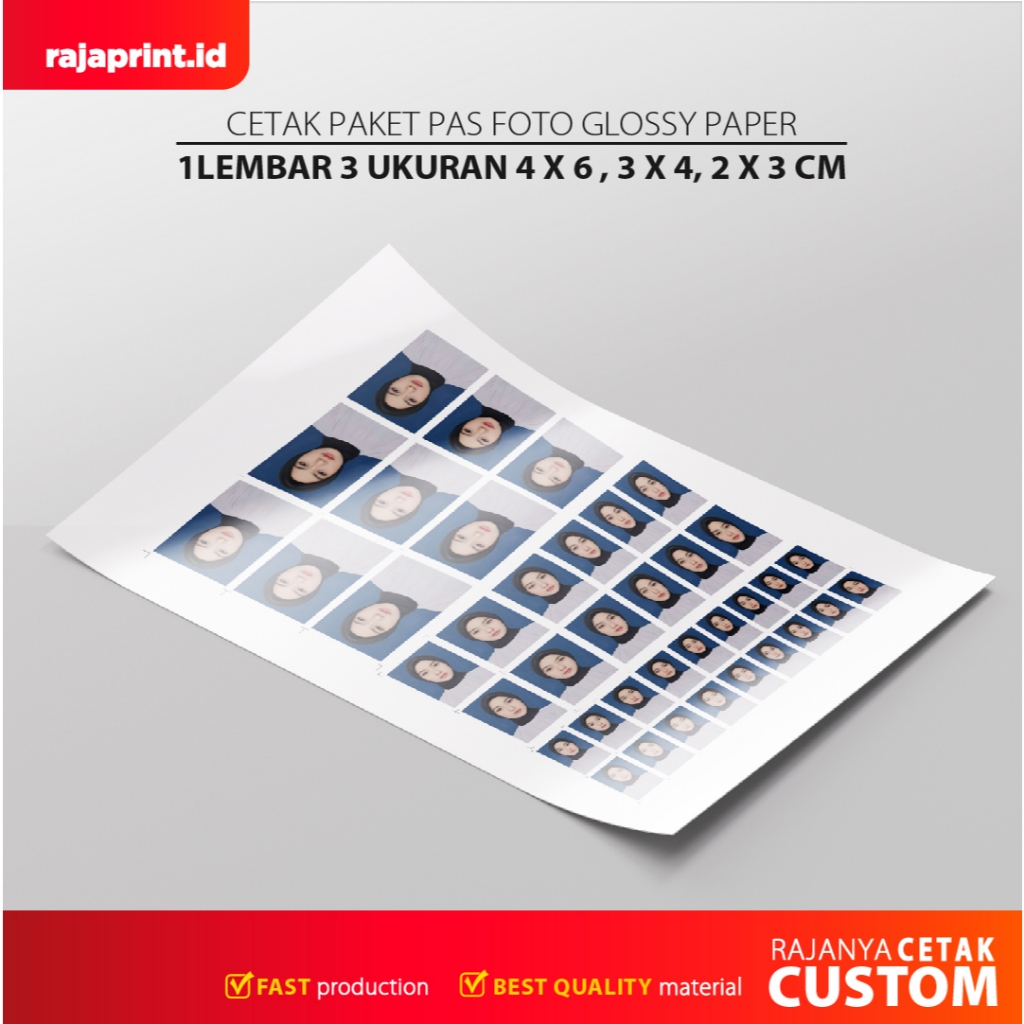 Cetak Pas Foto Komplit 3 Ukuran | Foto Resmi untuk Lamaran, Ijazah, proses cepat