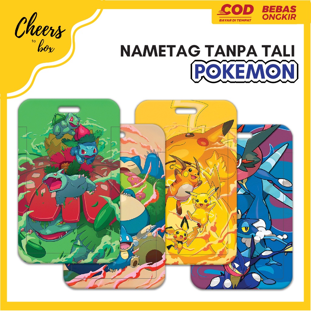 

(N009) Nametag Pokemon Tanpa Tali / Card Holder Karakter / ID Card Pikachu / Tempat Kartu
