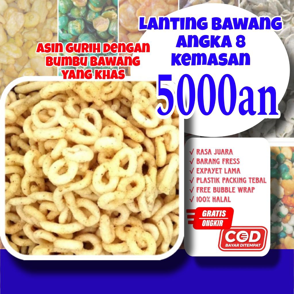 

Lanting bawang khas kebumen / lanting singkong kemasan 5 ribu / lanting angka 8 / lanting singkong asin