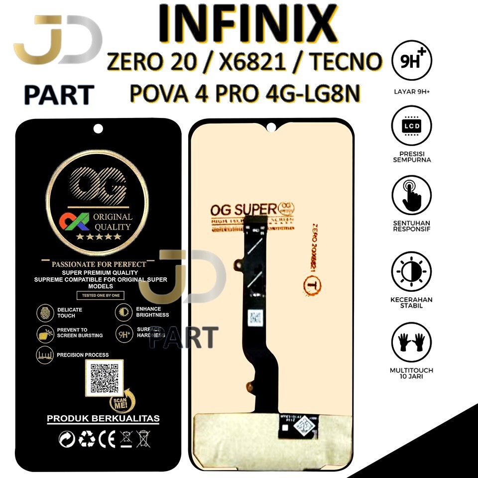 LCD TOUCHSCREEN INFINIX ZERO 20 / X6821 / TECNO POVA 4 PRO 4G-LG8N ORIGINAL 100 FULLSET