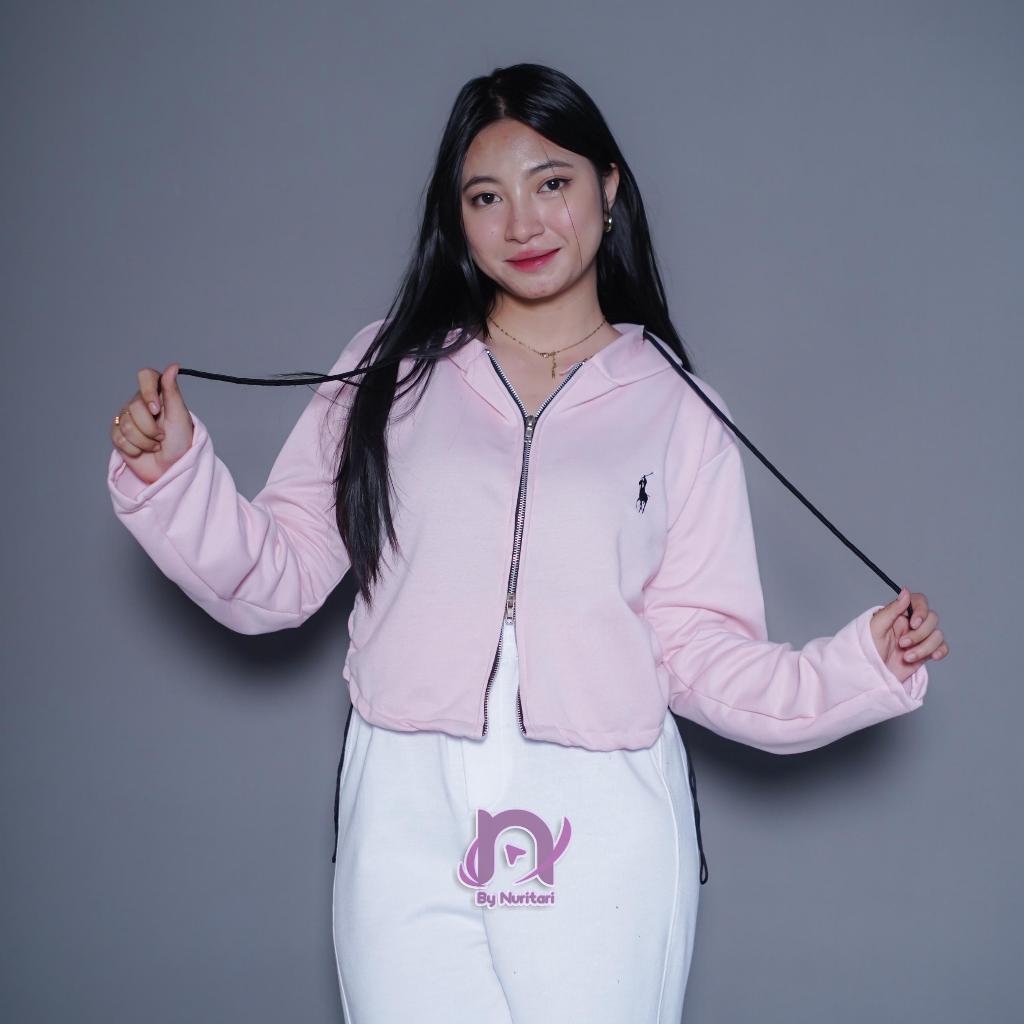Cuci Gudang Kudha Crop Hoodie Zipper Double Bordir Olop Jacket Outwear Outer Remaja Dewasa