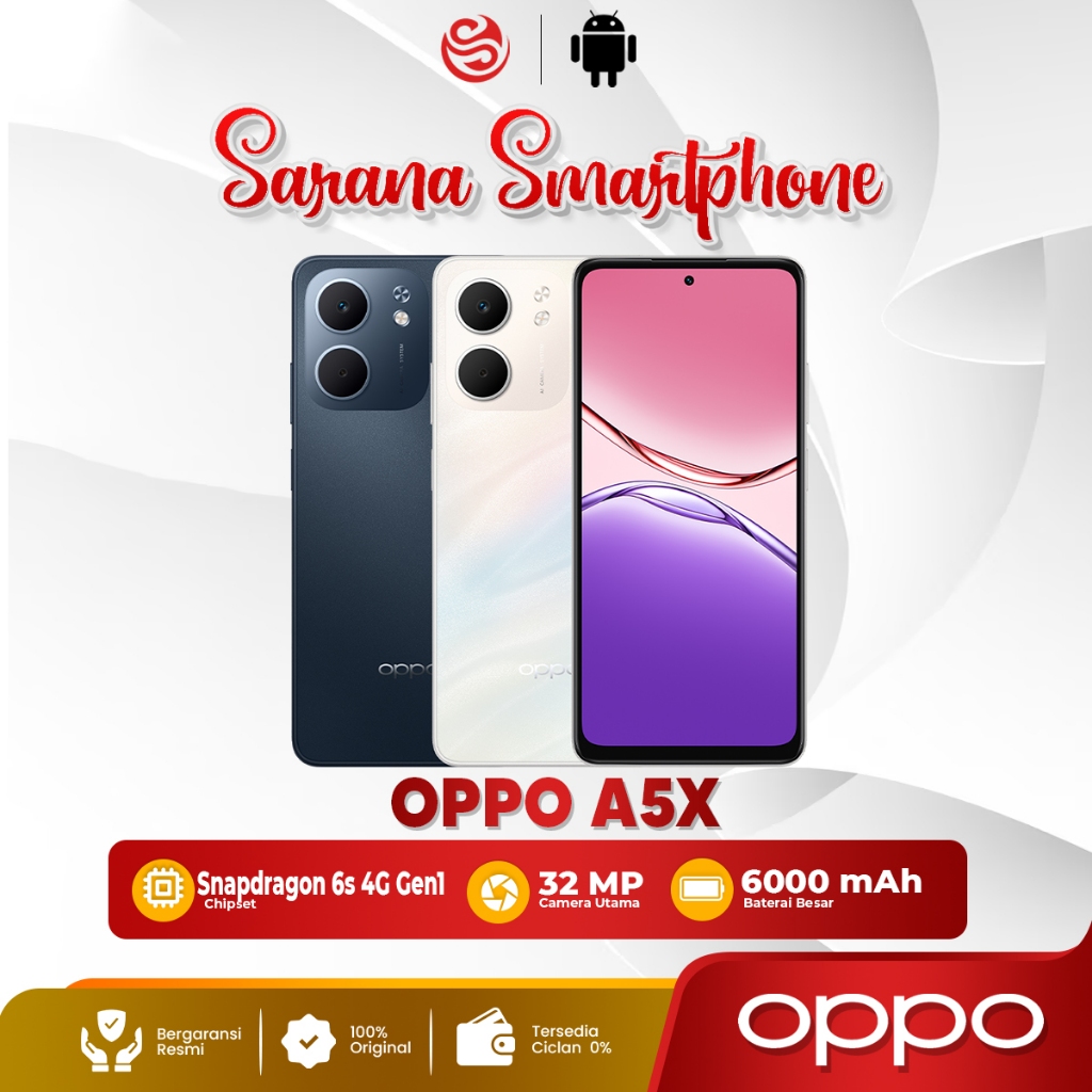 Oppo A5x 4/128GB 6/128GB hp android Terbaru 2025 handphone 1 jutaan Garansi Resmi
