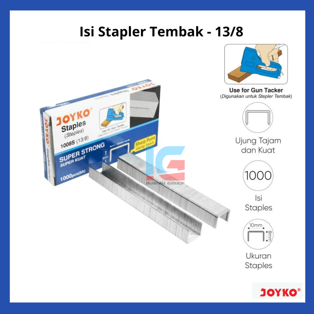 

Isi Stapler / Staples Tembak / Gun Tacker Joyko 1008S (13/8) 8mm