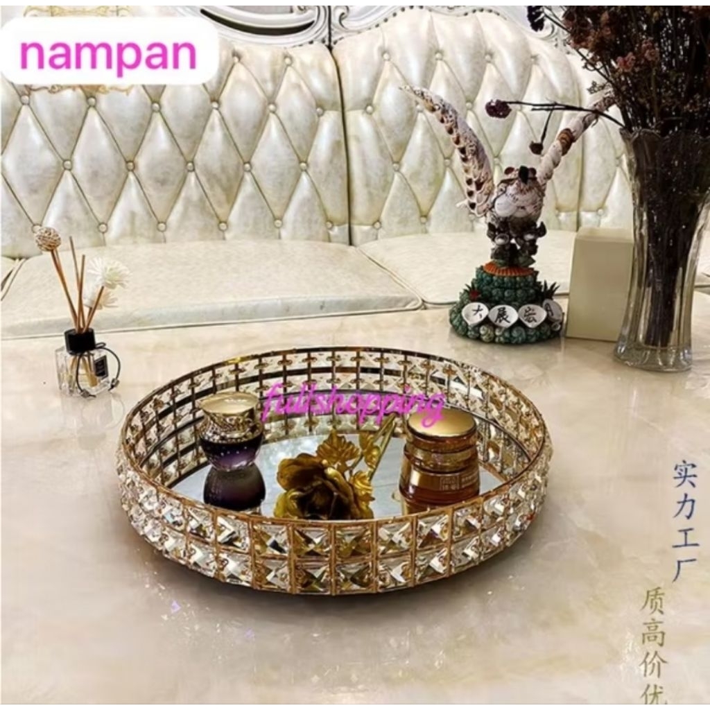 Prelove nampan kaca /nampan swarovski /nampan gold