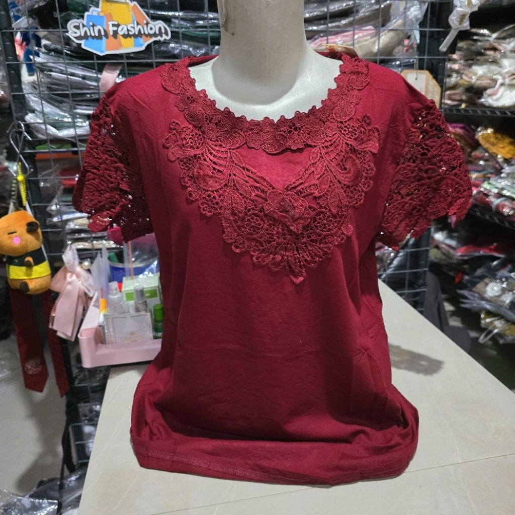 MF Akasha Kaos Lengan Pendek Import XL Aplikasi Bordir