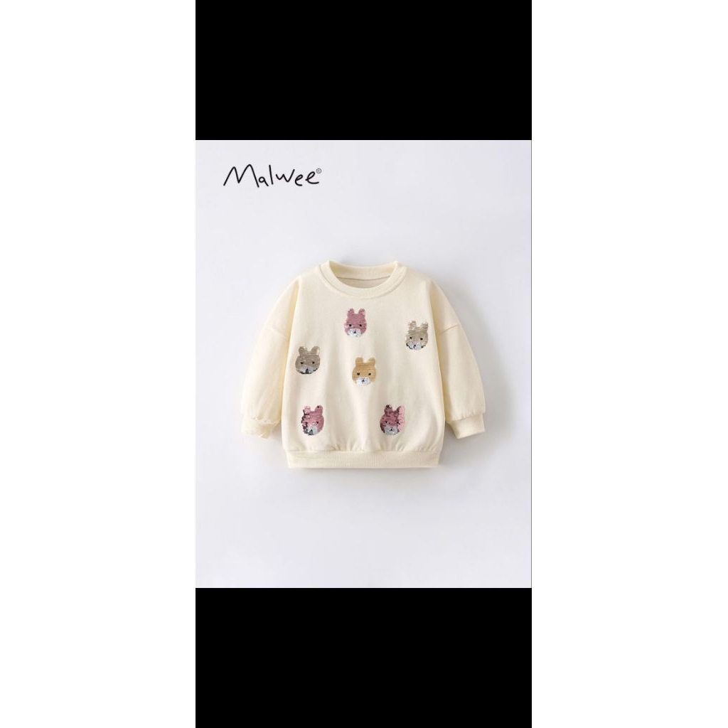 Baju Atasan Sweater Anak Kelinci sequins Malwee
