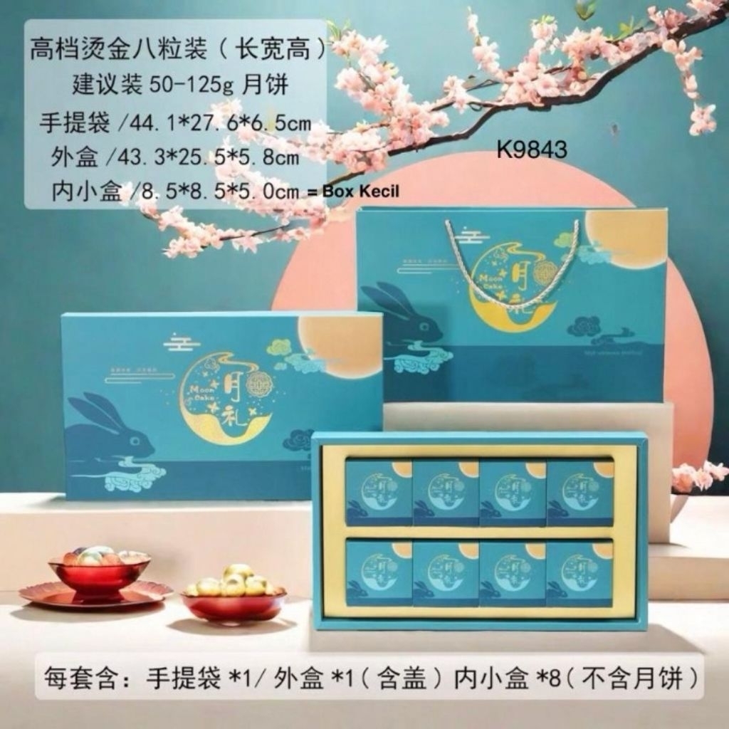 

RABBIT MOON TOSCA - Kotak mooncake 75-125gr isi 4/6/8 box packaging mid autumn festival dus kue bulan
