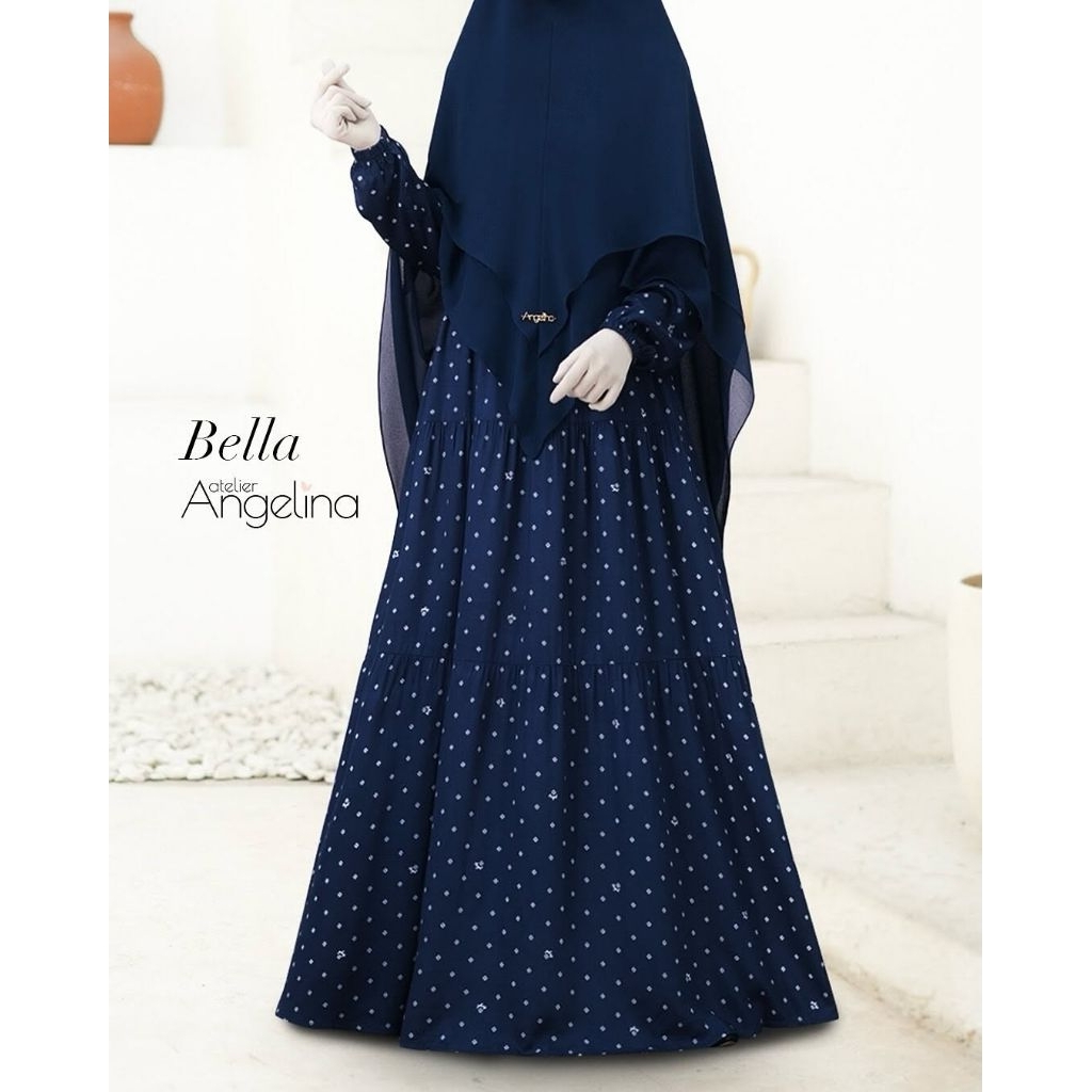 BELLA DRESS - PARIS VISCOSE LIL DAMASK NAVY BY ATELIER ANGELINA