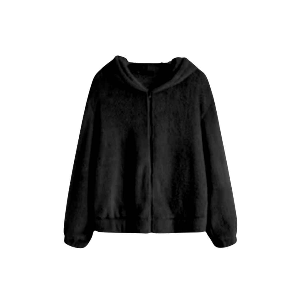 Sweater Jaket Bulu Sherpa Bulu Bolak Balik Jaket Wanita Zipper polos Trendy