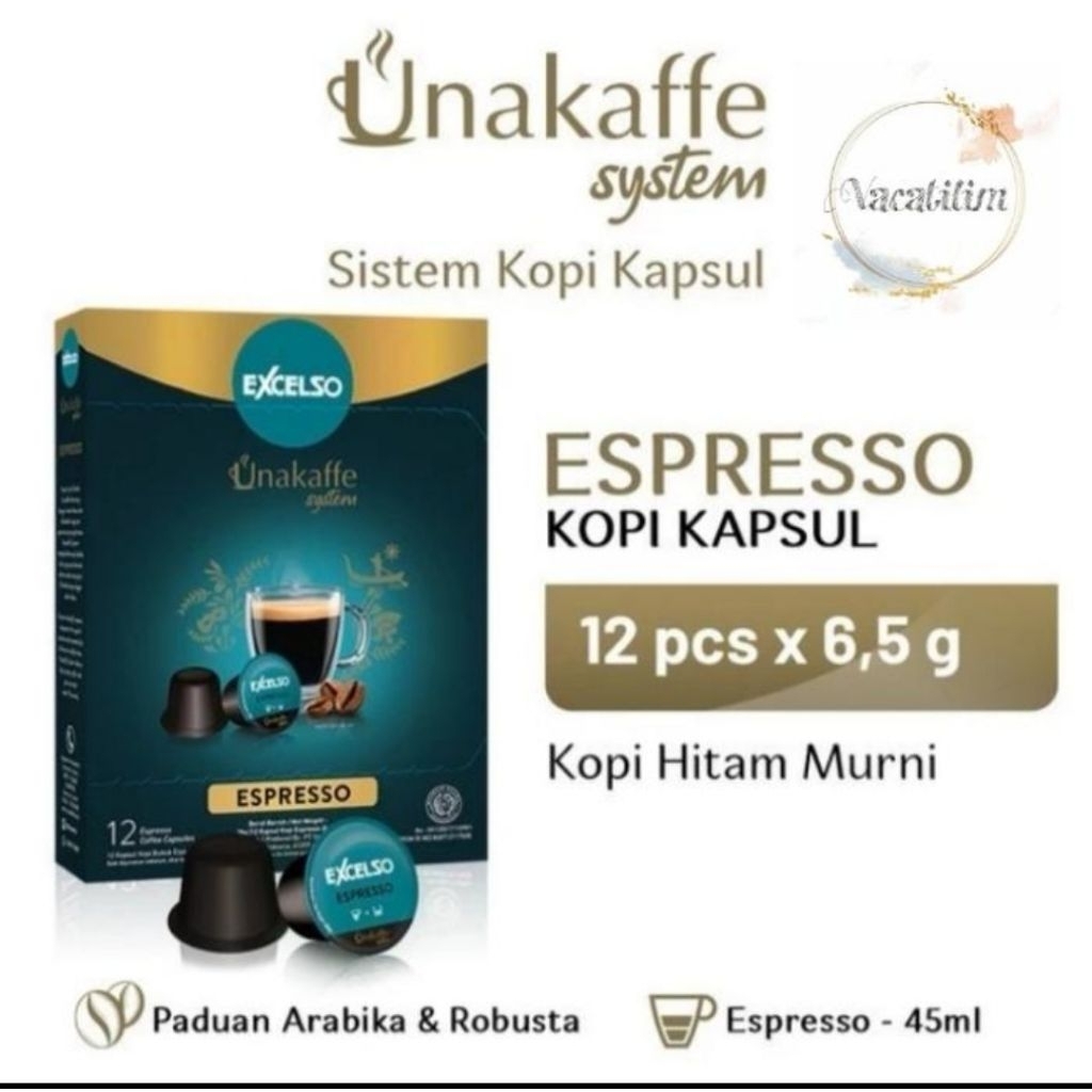 

Excelso Unakaffe Capsule Coffee Espresso - Kopi Kapsul (12x6gr)