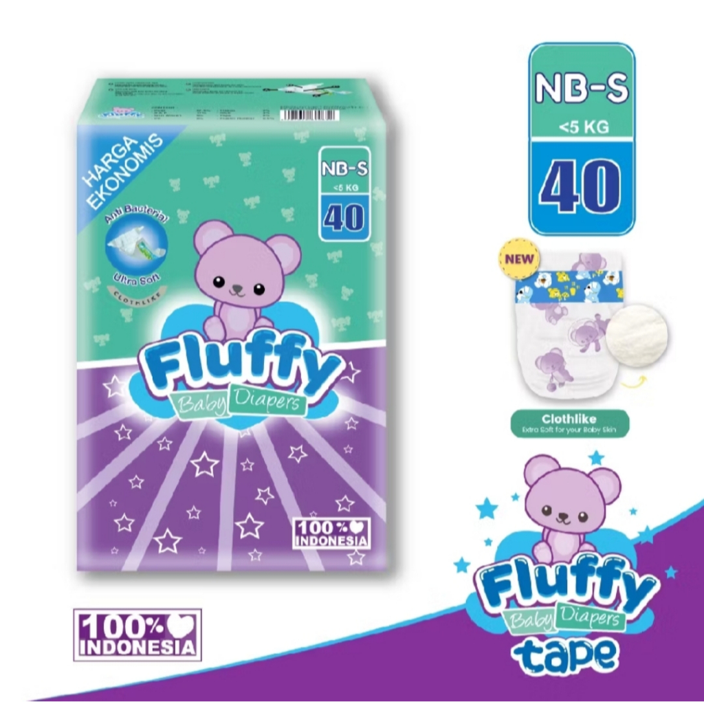 FLUFFY perekat S40 popok bayi baru lahir