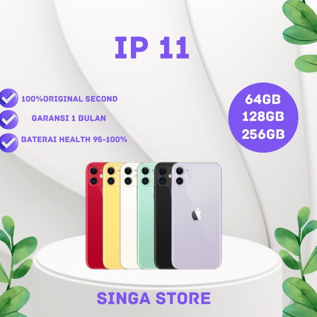 IP 11 100% Original 64GB/128GB/256GB SECOND ORIGINAL FULLSET MULUS LIKE NEW AIPHONE 11 64GB&128GB