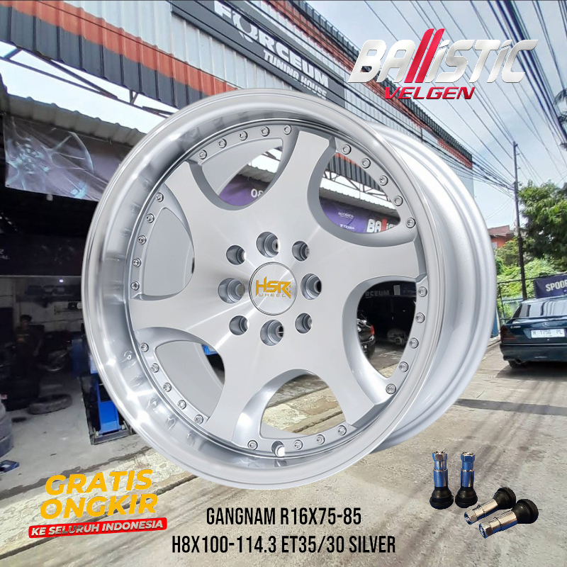 Velg Mobil Ring 16 Model Celong Type Gangnam Pcd 4x100 / 4x114,3 ET35/30 Silver Polis