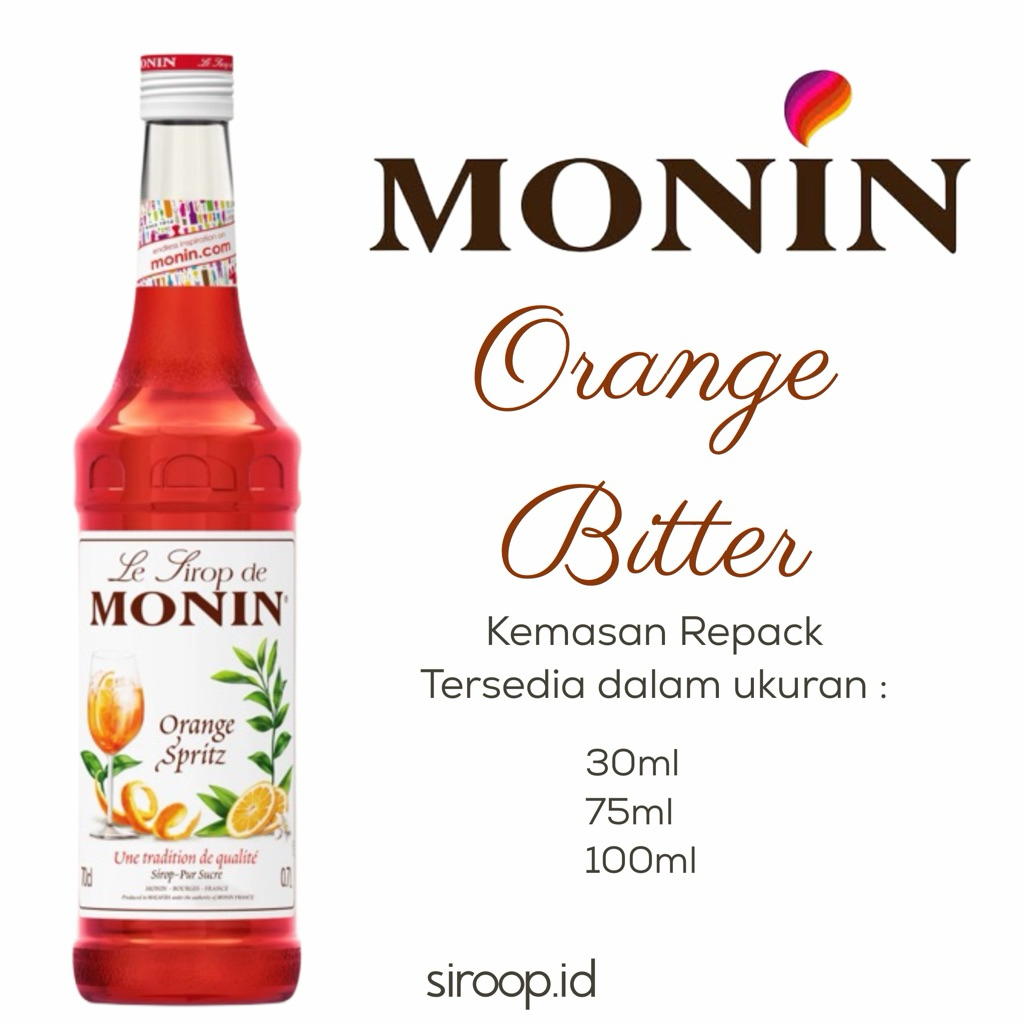 

Monin Orange Bitter Syrup Flavour Repack 30ml 75ml 100ml