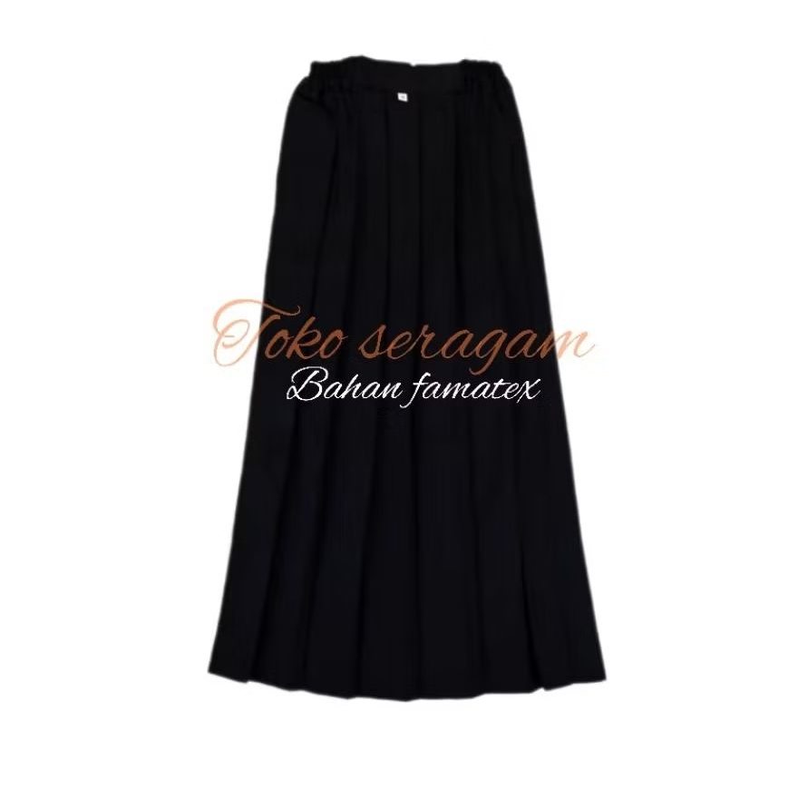 Rok sekolah SD SMP SMA rempel panjang hitam size 24-L6/rok rempel bahan famatex