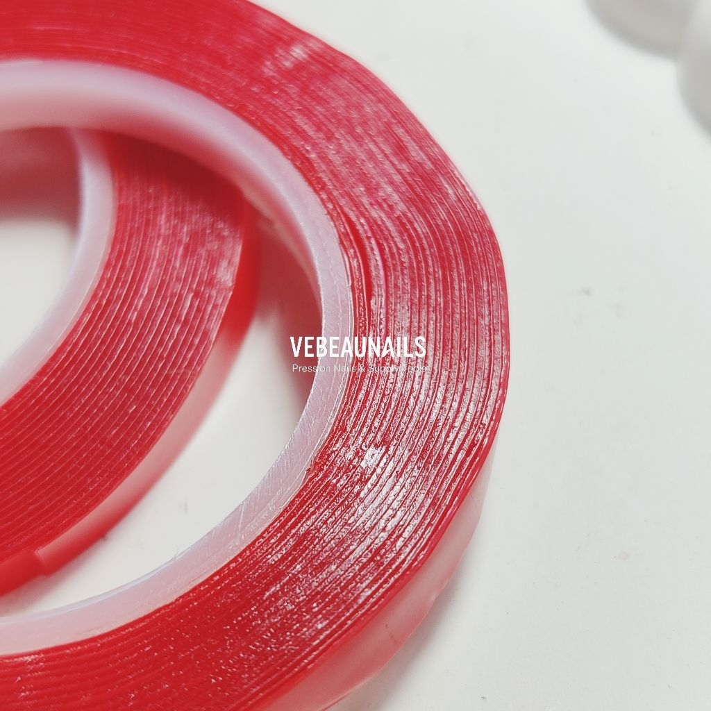 

double tape merah | double tape nail | isolasi 2 sisi 5mm x 3m