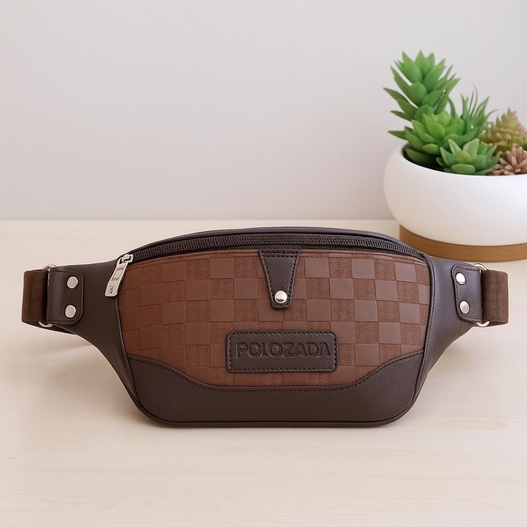 POLAZADA Tas Selempang Pria Kulit Sintetis Pu Medium Slingbag Original Merk Waistbag - Tas Pinggang 