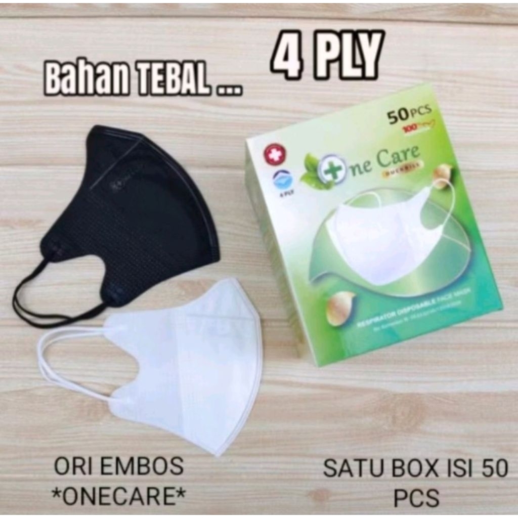 Masker Duckbill One Care Earloop Embos 4ply isi 50pcs