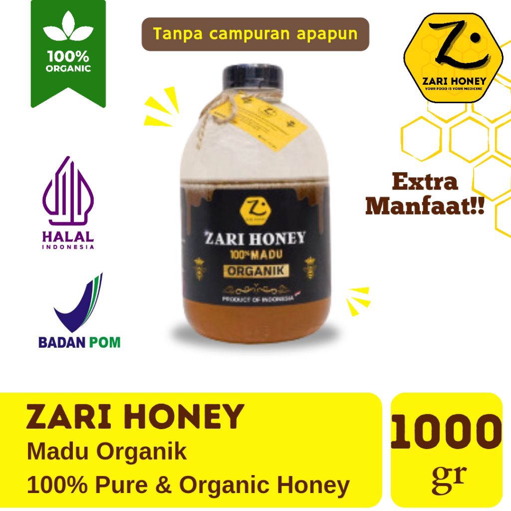 

Madu Murni Asli Hutan |Sehat | Madu Organik ZARI HONEY 1kg