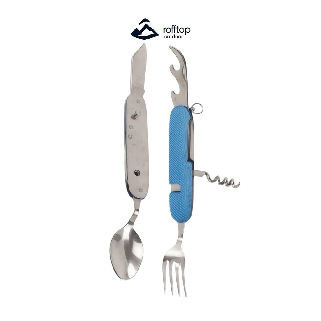 edcgear pisau camping - Camping Tools Pocket Knife EDC 5 in 1 / rooftop sendok set