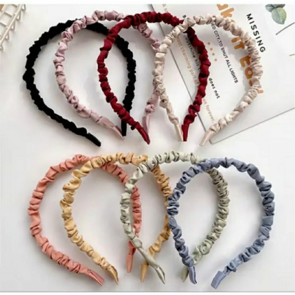 Bando scrunchie satin kain serut scrunchies headband hairband bandana aksesoris accesories fashion g