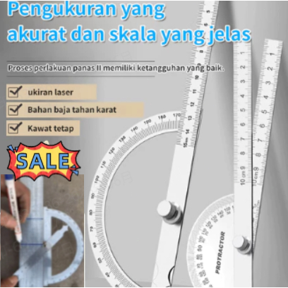 

⚡COD+Pengiriman 24 jam⚡Penggaris sudut besi/busur derajat stainless steel 180°/penggaris sudut/jangka sorong/alat ukur sudut rumah
