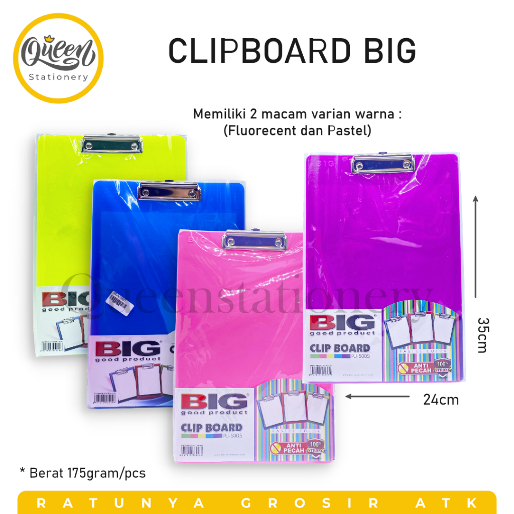 

1 PCS CLIPBOARD BIG / ALAS UJIAN / PAPAN UJIAN / PAPAN DADA / PAPAN JALAN