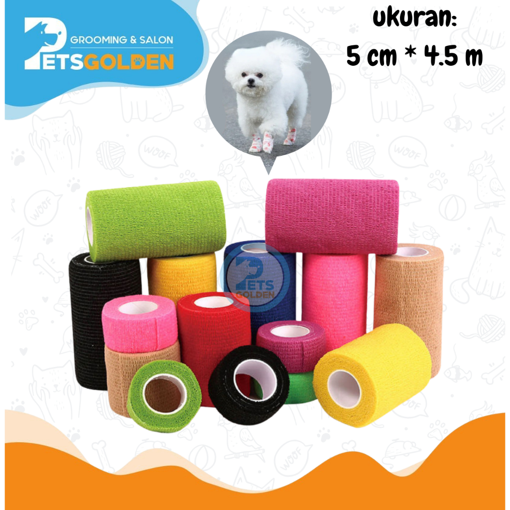 Perban Anjing Kucing | Perban kaki Elastis Anjing Kucing 5CM x 4.5CM