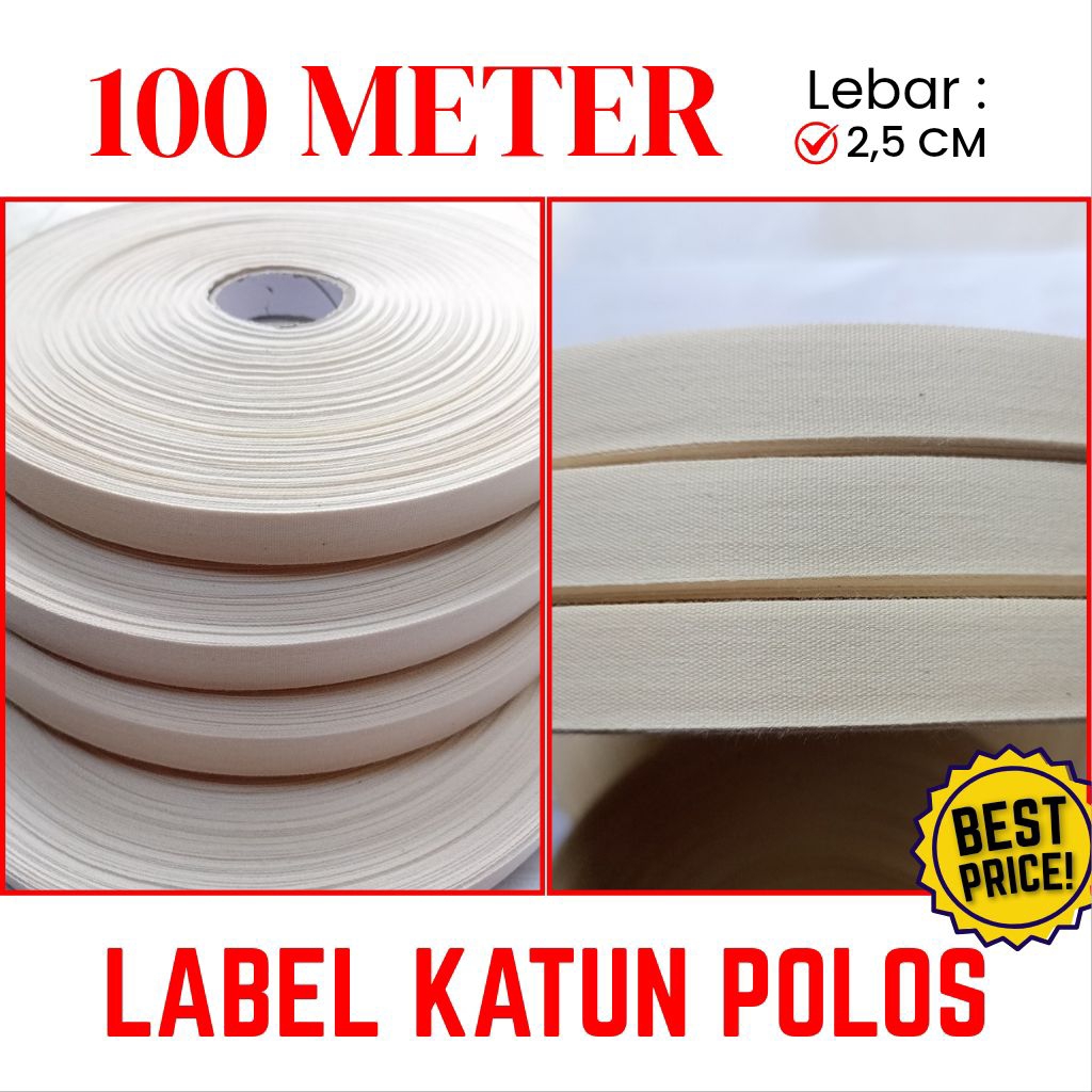 

Label Pita Katun Polos 2,5 CM